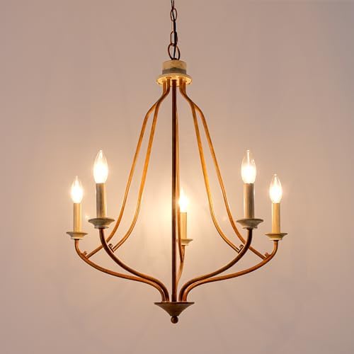 Retro Bronze 5-Light Chandelier for Kitchen Island