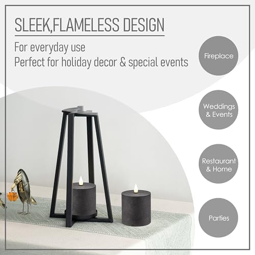 Smtyle Flameless Candles LED Battery Operated 3 x 3 Set of 2