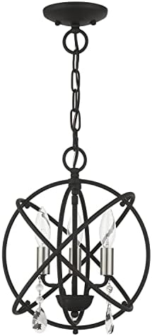 Livex Aria Convertible Chandelier 3 Light Black