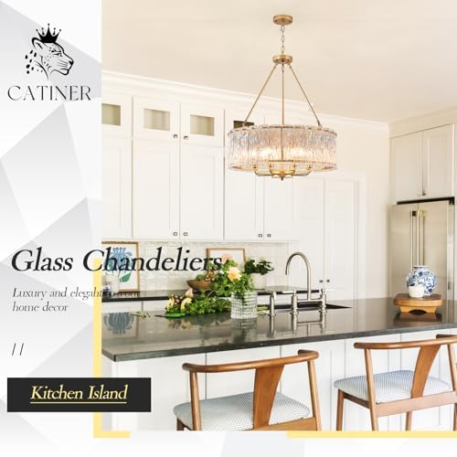 Gold Drum Chandelier 244 8-Light Crystal Ceiling Light