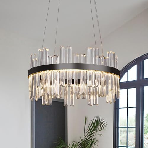 Modern 3 Color Dimmable Chandelier with Crystal Design