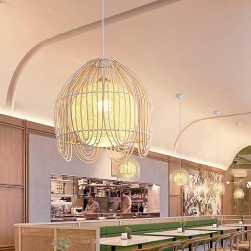 MUTTER Minimalist Rattan Chandelier with Bamboo Shade
