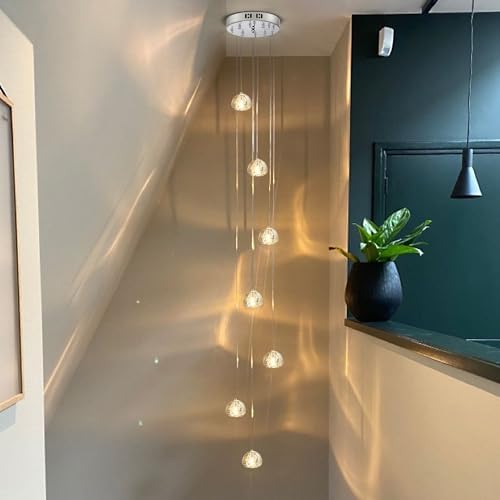 Crystal Chandelier Modern Pendant Light LED Raindrop Ceiling Light 7 Lights Round