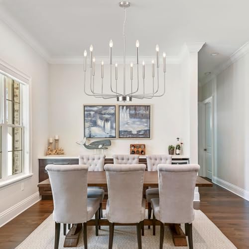 12 Light Rustic Candle Chandelier Dining Room Bedroom Nickel