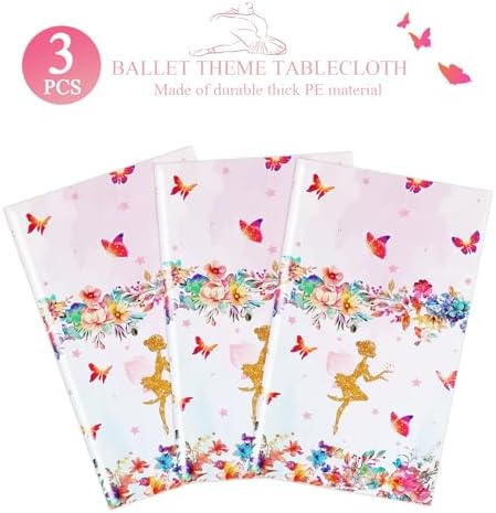PHOGARY Fairy Table Cloth 3 Pcs Disposable Pink