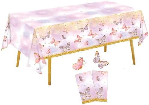 GUSU 108x54 Inch Butterfly Theme Party Tablecloth Set of 2