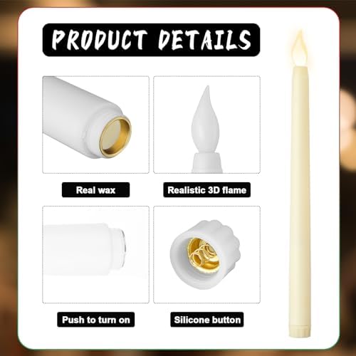 120 Pcs Flameless Taper Candles with Timer and Remote Control
