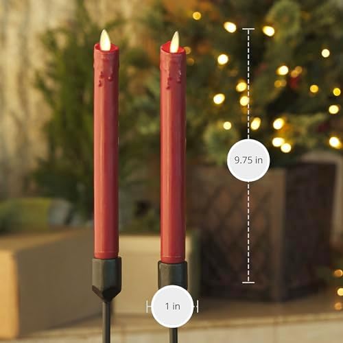 Luminara Burgundy Flameless LED Taper Candles Set of 2