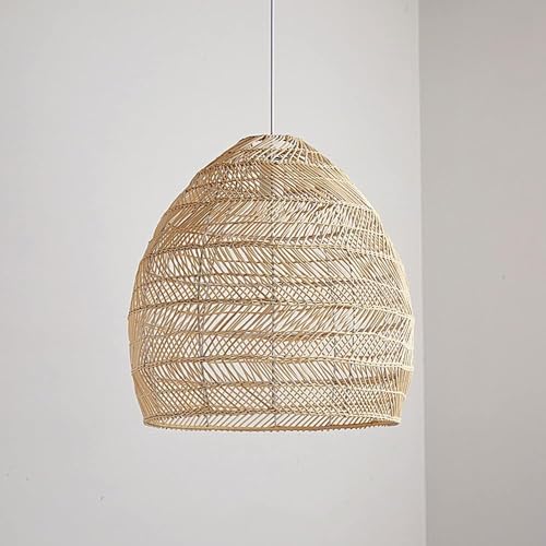 Natural Wicker Chandelier with Rattan Lampshade