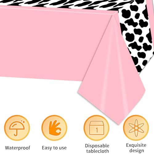 PHOGARY Pink Cow Table Runner Set 3 Pieces