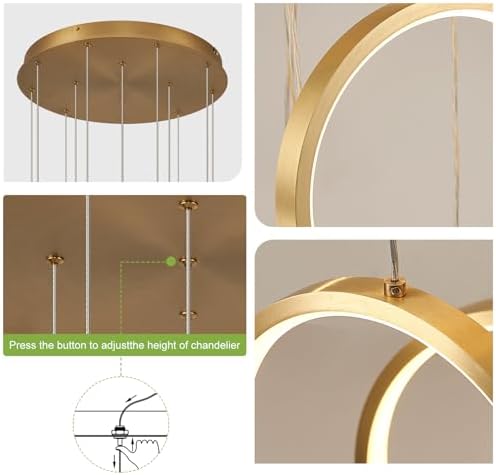 14 Ring Modern LED Chandelier for High Ceiling Entryway