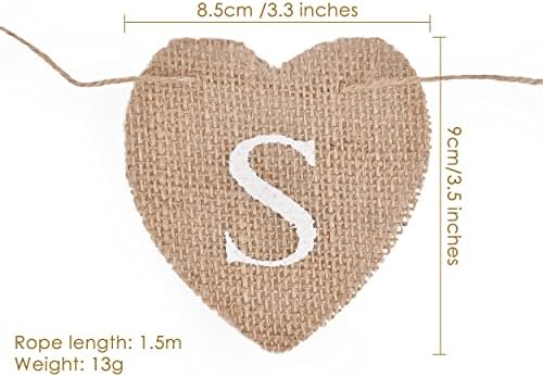 Distinctive Style Heart Shape Jute Banner 9x9cm