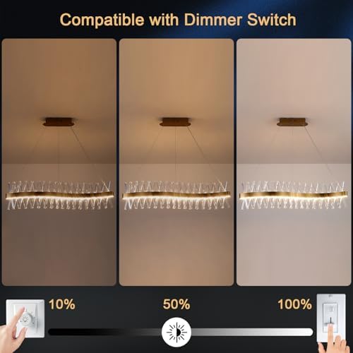 Modern LED Gold Crystal Chandelier 40 Flush Mount Light Fixture