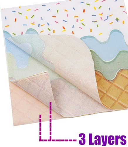 40Pcs Ice Cream Napkins and Plates Party Set