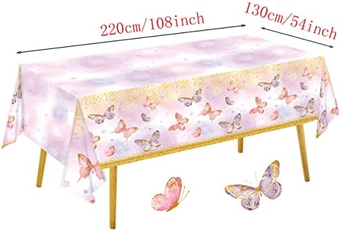 GUSU 108x54 Inch Butterfly Theme Party Tablecloth Set of 2