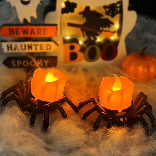 FOIMAS Halloween Spider Flameless Candles 6 Pack