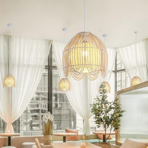MUTTER Minimalist Rattan Chandelier with Bamboo Shade
