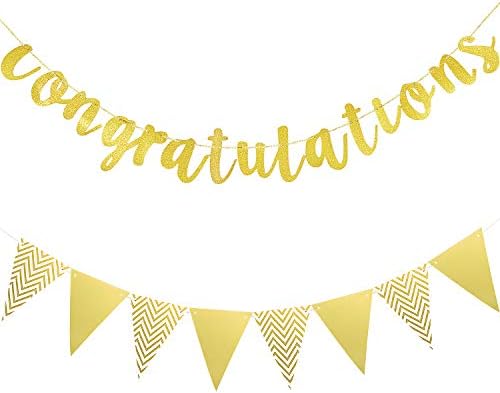 Boao Pre-Strung Congratulations Banner 10 Ft Gold Garland