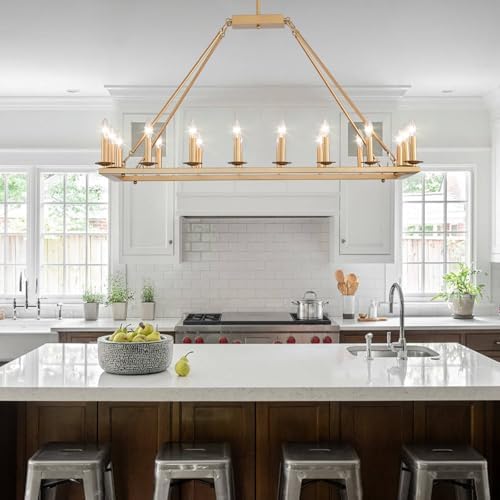 Modern Farmhouse Gold Rectangle Chandelier