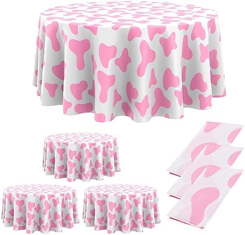 Oudain 6 Pcs 84 Inch Round Plastic Tablecloth
