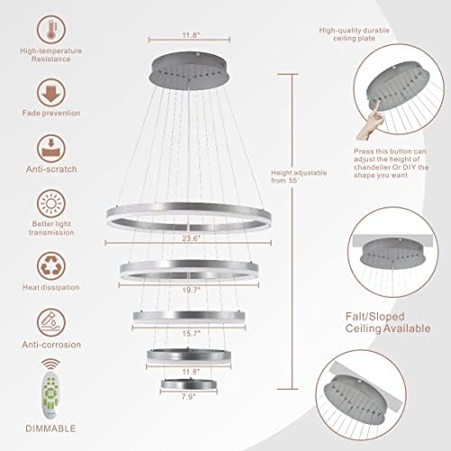 Modern LED Chandelier 5 Rings for Dining Room