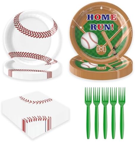 96Pcs Baseball Themed Party Tableware Set for 24 Guests