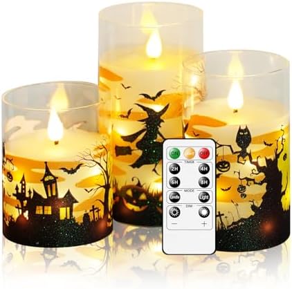 Halloween Flameless Candles with Remote Set of 3