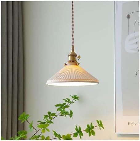 Modern White Ceramic Pendant Light with Bronze Finish