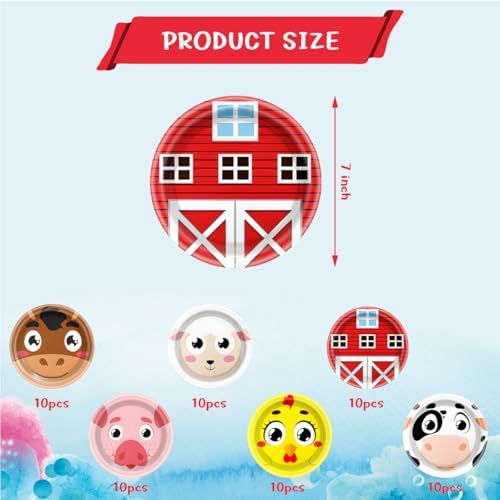 Farm Animal Themed Disposable Plates 60 Count Set