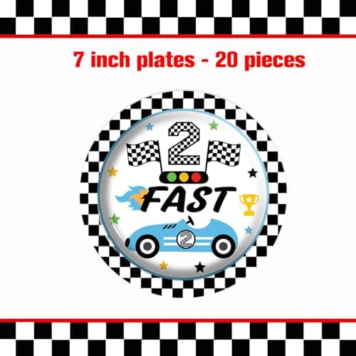 XXDecor 80 Pcs Race Car Birthday Party Plates