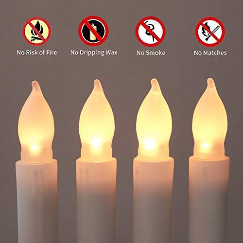 12PCS Flameless LED Taper Candles with Warm White Flicker