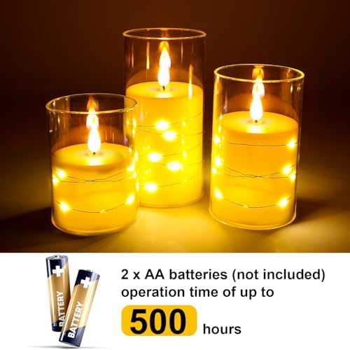 ZenLuGo Flameless Candles with Remote and Star String Lights