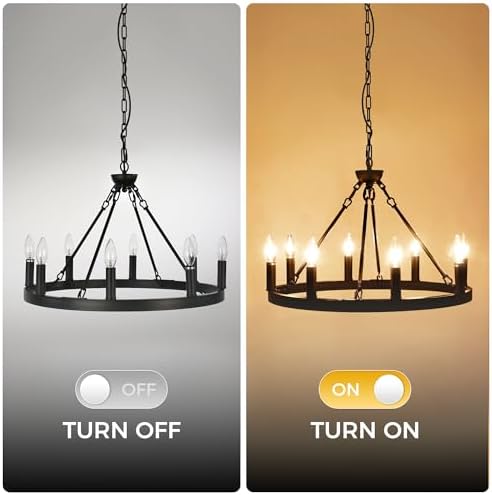 L LOHAS LED Wagon Wheel Chandelier 8-Lights 23in