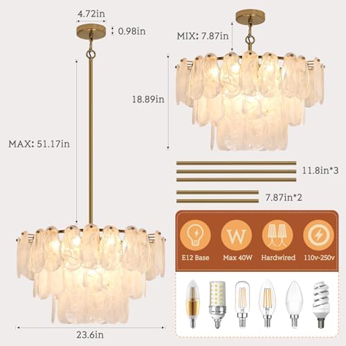 Modern Gold Glass Chandelier 236 Inch Luxury Pendant Light