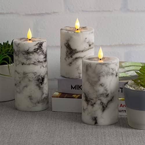 Yongmao Flameless Candles LED Real Wax 3D Wick Pillar with Remote Control