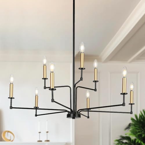 KSANA 9-Light Black Gold Chandelier with Modern Design