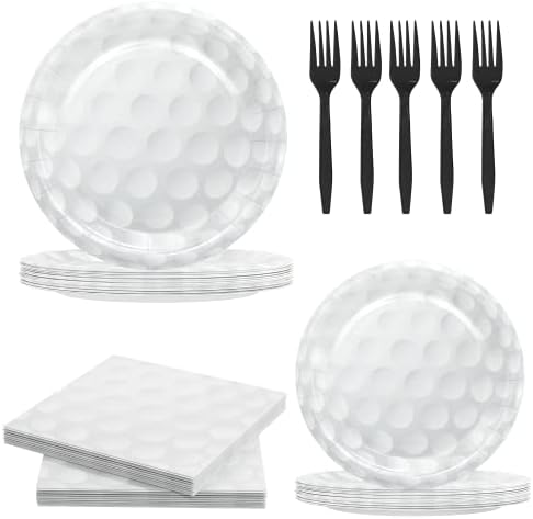 120 Pcs Golf Party Supplies Bundle Plates Napkins Forks