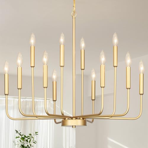 Gifarich 12-Light Gold Chandelier for Dining Room