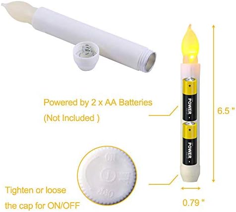 12PCS Flameless LED Taper Candles with Warm White Flicker