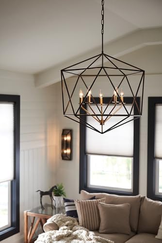 Hinkley Astrid Five Light Open Frame Chandelier with Bronze and Gold Finish