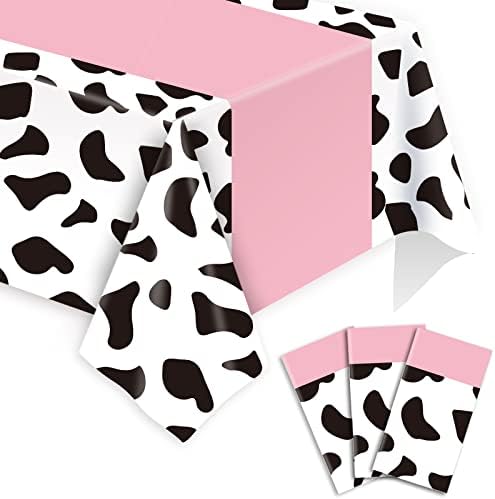 Whaline 3 Piece Pink Cow Print Table Cover Set