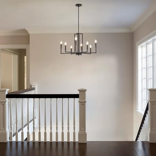 Modern Black Chandelier 8 Light Farmhouse Design