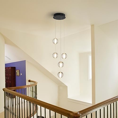 Modern Black 5 Light Crystal Chandelier with Raindrop Design