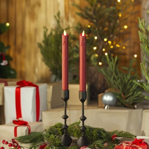 Luminara Burgundy Flameless LED Taper Candles Set of 2