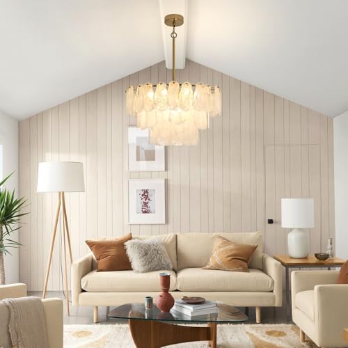 Modern Gold Glass Chandelier 236 Inch Luxury Pendant Light