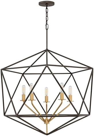Hinkley Astrid Five Light Open Frame Chandelier with Bronze and Gold Finish