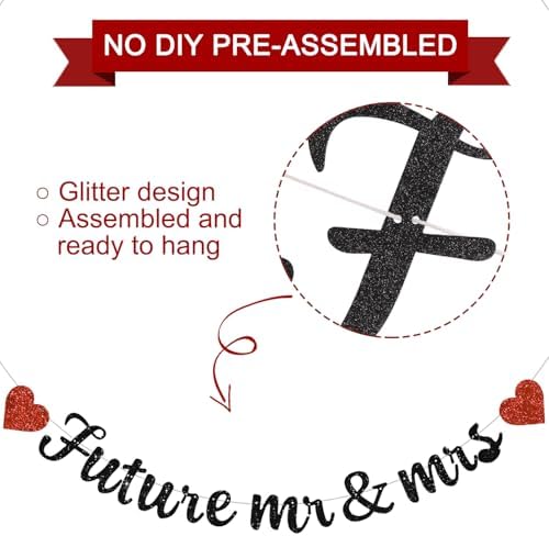 Glitter Black Future Mr Mrs Pre-Strung Banner