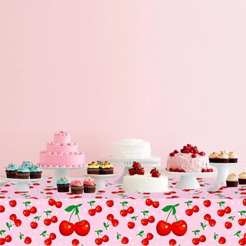 umoni Cherry Theme Tablecloth Set for Birthday and Baby Shower