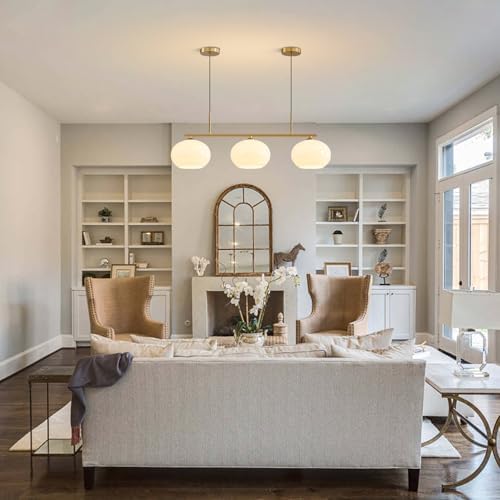 KCO 3 Light Linear Pendant Chandelier with Milk Glass Shades
