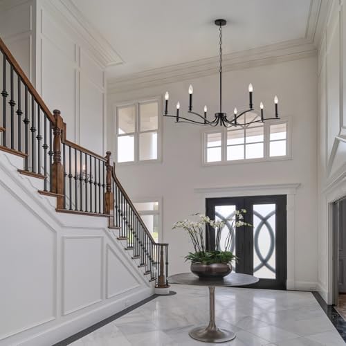 Black Chandelier 8 Light Industrial Farmhouse Hanging Light Fixture